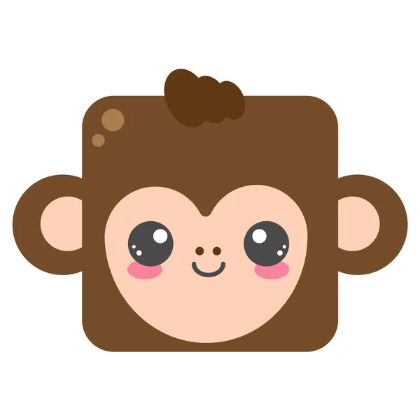 Cara Macaco Quadrado Bonito Cabeça Desenho Animado Caráter Animal Design —  Vetores de Stock