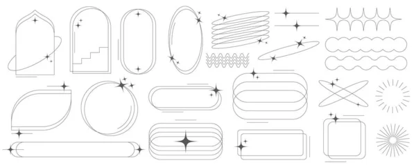 Эстетические Рамки Формы Звездами Минимальный Y2K Графический Дизайн Блестками Абстрактные — стоковый вектор