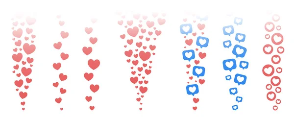 Hearts Gusta Transmitir Vivo Las Redes Sociales Flying Love Reactions — Archivo Imágenes Vectoriales