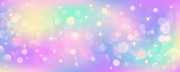 Радужный Единорог Фон Небо Розового Цвета Звездами Голографический Фэнтези Принт — стоковый вектор