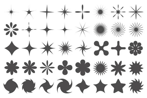 Y2K Yıldız Simgeleri Tasarım Için Retrografik Elementler Modern Çılgın Semboller — Stok Vektör
