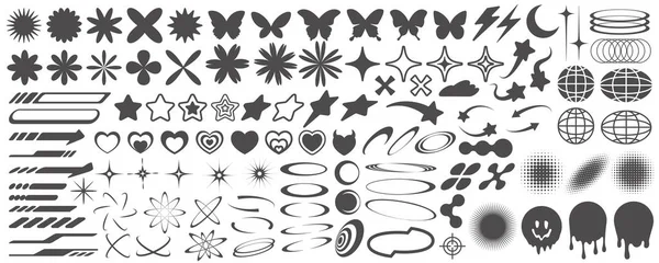 Icônes Y2K Eléments Graphiques Rétro Pour Design Symboles Modernes Rave — Image vectorielle