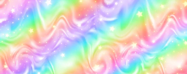 彩虹背景 水波汹涌 摘要具有明亮的色彩和星光的彩色梯度墙纸 矢量独角兽全息背景 — 图库矢量图片