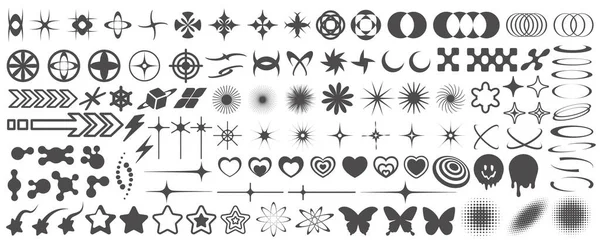 Ícones Y2K Elementos Gráficos Retrô Para Design Símbolos Rave Modernos — Vetor de Stock