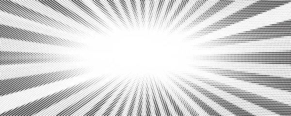 Sun Rays Halftone Background White Grey Radial Abstract Comic Pattern — Stock vektor