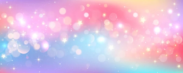 Regenbogen Einhorn Hintergrund Pastell Glitzernde Rosa Fantasie Galaxie Magischer Nixenhimmel — Stockvektor