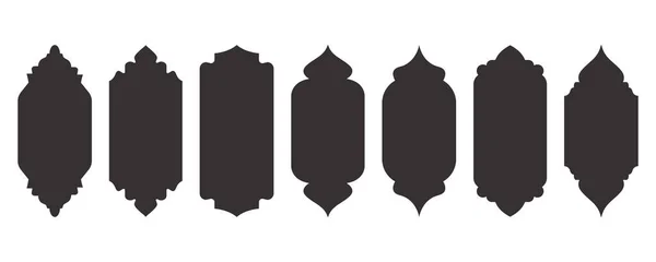 Рамадан Форма Рамы Иконки Исламских Окон Дверей Установлены Арабские Восточные — стоковый вектор