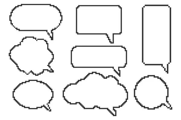 Arte Pixel Bolha Fala Para Chat Jogos Mensagem Diálogo Moldura —  Vetores de Stock