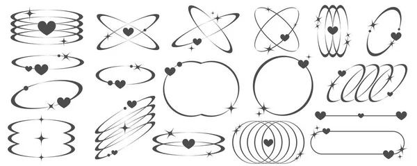 Des Formes Esthétiques Avec Des Étoiles Des Cœurs Lignes Vectorielles — Image vectorielle