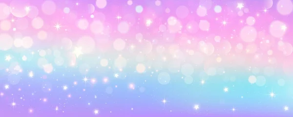 Fioletowy Jednorożec Pastelowe Akwarelowe Niebo Błyszczącymi Gwiazdami Bokeh Fantazyjna Tęczowa — Wektor stockowy
