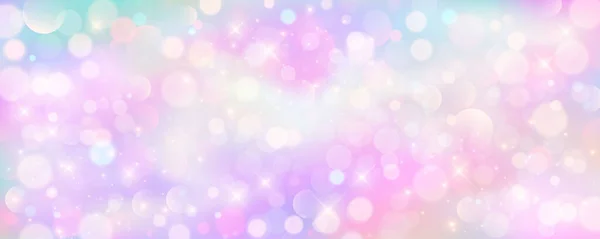 Purple Unicorn Background Pastel Watercolor Sky Glitter Stars Bokeh Fantasy — Stock Vector
