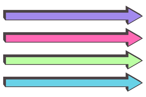 ロングストレートアロー 右の横の大胆なカーソルライン 白い背景で隔離された基本的な着色されたポイント要素 ベクトルイラスト — ストックベクタ