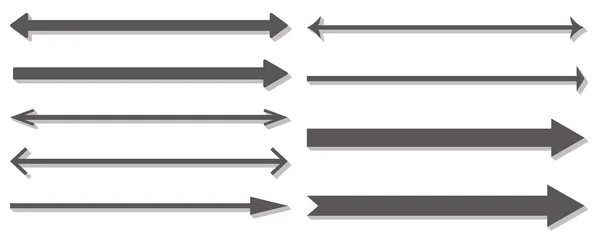 Long Straight Arrow Set Horizontal Right Black Lines Basic Simple — Stock Vector