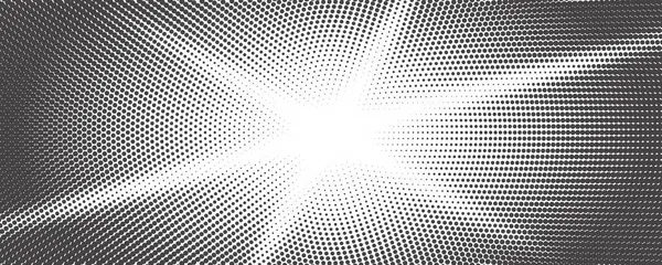 Sun Rays Halftone Background White Grey Radial Abstract Comic Pattern — Vettoriale Stock