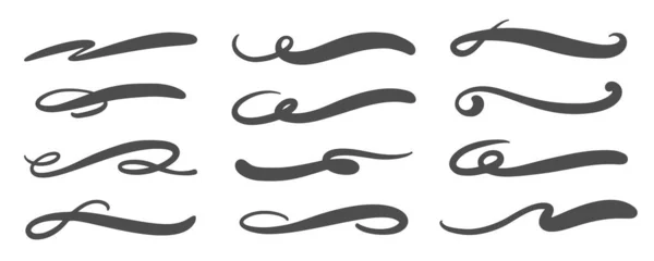 Swashes Swoops Swishes Calligraphy Signs Underlines Hand Drawn Strokes Vector Ilustrações De Bancos De Imagens Sem Royalties