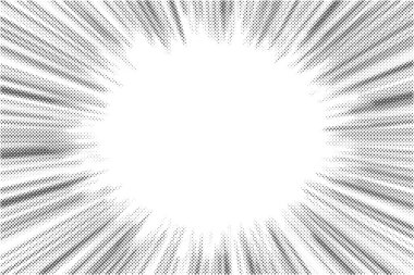 Radial halftone lines background. Comic manga dotted pattern. Cartoon zoom effect with sunrays or bang burst. Vector