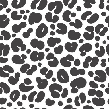 Cheetah black and white print. Leopard skin seamless pattern. Jaguar monochrome abstract ornament. Vector design