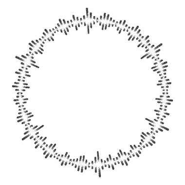 Ses dalgaları. Noktalı müzik frekansı. Yarım tonluk grunge kenarı. Dijital dairesel eşitleyici. Vektör illüstrasyonu beyaz arkaplanda izole edildi.