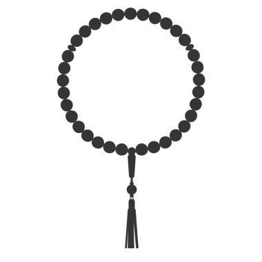 İslami tespih. Meditasyon için dua mücevherleri. Müslüman dini sembolü. Vektör illüstrasyonu beyaz arkaplanda izole edildi