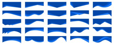 Web sitesi tasarımı için başlık biçimi arka planı. Pankart için vektör mavi kenar. Alt veya çerçeve şablon ve web sayfası için soyut ayırıcı. Sunum dalgalı ve eğri ayırıcı