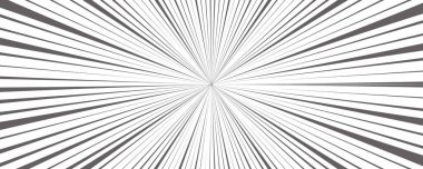 Güneş ışınları arka planı. Beyaz ve gri soyut çizgi roman deseni. Vektör patlaması soyut arkaplan çizgileri.