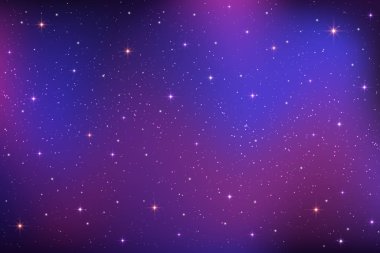 Mavi ve mor yıldızlı gökyüzü. Sihirli karanlık eğimli vektör alanı arka planı. Takımyıldızlı evren. Rüya gibi yıldız ışığı galaksisi. Peri astrolojisi duvar kağıdı