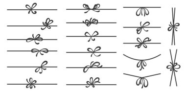 Hediye ve hediye paketi için kurdele. Düğümlü basit bir el çizimi ip. Paket tasarımı için ince bir ip. Beyaz arkaplan üzerindeki dekorasyon için asgari taslak vektör ögeleri