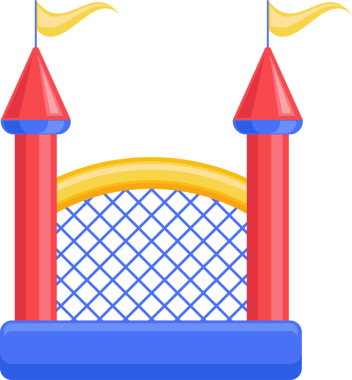 Şişme şato. Çocuk parkı için kule ve ekipman. 