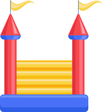 Şişme şato. Çocuk parkı için kule ve ekipman. 