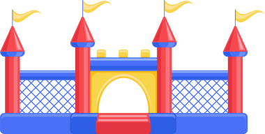 Şişme şato. Çocuk parkı için kule ve ekipman. 