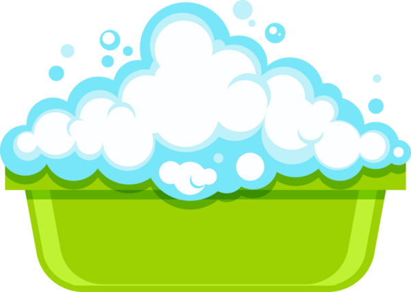 Çamaşır yıkamak için sabunlu bir leğen. Düz Çizim.