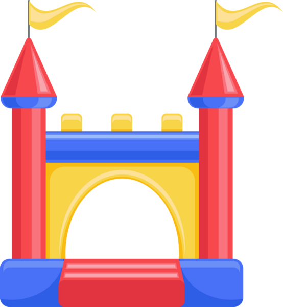 Şişme şato. Çocuk parkı için kule ve ekipman. 