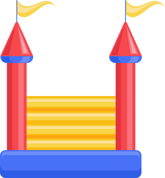 Şişme şato. Çocuk parkı için kule ve ekipman. 