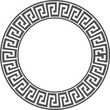 Yunan anahtar çerçevesini çember içine al. Çevreden dolambaçlı. Dekorasyon elemanları kalıpları.