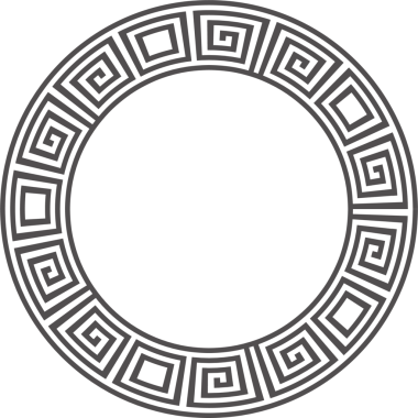 Yunan anahtar çerçevesini çember içine al. Çevreden dolambaçlı. Dekorasyon elemanları kalıpları.