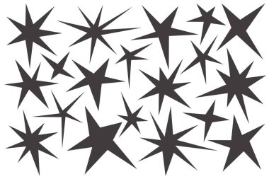 Y2k star shapes. Vector glyph icons of abstract sparks and shiny irregular flash burst. Blings and twinkles geometric minimal retro design elements on white background. clipart