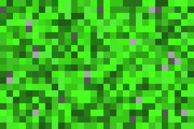 Çimen bloklu pikselin dokusu. Oyun için yeşil küpsüz desen. Kare, soyut duvar kağıdını tuğlalar. Vektör mozaik arkaplanı