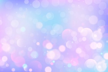 Yumuşak pembe ve mor gradyanı olan tatlı, rüya gibi bir arka plan. Bokeh efektleri yanardöner parıltı ve pastel gökkuşağı renkleriyle sihir gibi parıldıyor. Peri esinlenilmiş fon. Vektör illüstrasyonu