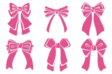 Saç için kurdele. Hediye olarak düğümlü şirin pembe vektör kravatı. Doğum günü için hazırlanmış düz aksesuarlar. Dekorasyon için çizgi film modası öğeleri. Romantik klasik koleksiyonu