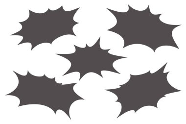 Komik konuşma balonu. Bomba etkisi olan vektör çizgi film çerçevesi. Beyaz arkaplandaki yazı için bulut silueti. Satılık sancak