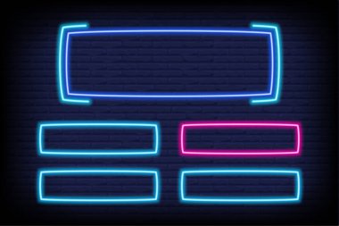 Bilgi yarışması ve televizyon programı için neon şablonu. Tuğla duvar arka planında seçenekler için çoklu çerçeve tartışması. Entelektüel meydan okuma menüsü. Vektör öncülüğündeki model