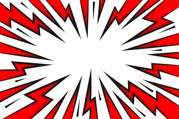 Şimşekler ve gök gürültüsü etkisi olan çizgi film arkaplanı. Yarım tonlu ve radyal cıvata enerjili soyut vektör pop sanat tasarımı. Patlama ışınları ve hız çizgileri. Retro süper kahraman illüstrasyonu