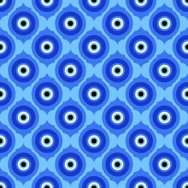 Kem göz kusursuz desen. Yunanistan ve Türkiye 'de geleneksel mavi boncuk. Etnik nazarlı vektör büyü geçmişi - koruma ve şans sembolü. Enerji muskası ve ruhani tılsımla süslenmiş.