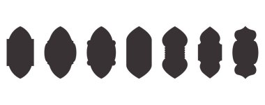 İslami şekiller Ramazan pencere çerçeve tasarımı. Türk ve Hint vektör süsü. Arap kapı kemeri. Doğulu mimari elementleri.