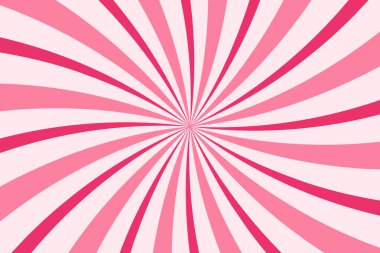 Çilek ve krema kıvrımlı şeker desenli arka plan. Spiral pembe vektör girdabı. Soyut radyal çizgi film lokum posteri. Işınlar desenli tatlı bir yaz bg 'i