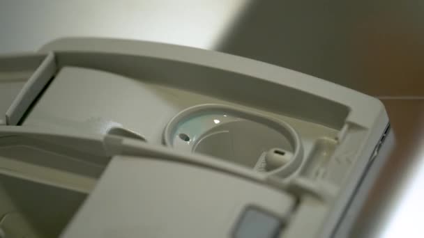Adding Rinse Aid Dishwasher Close Macro Video — Stok Video