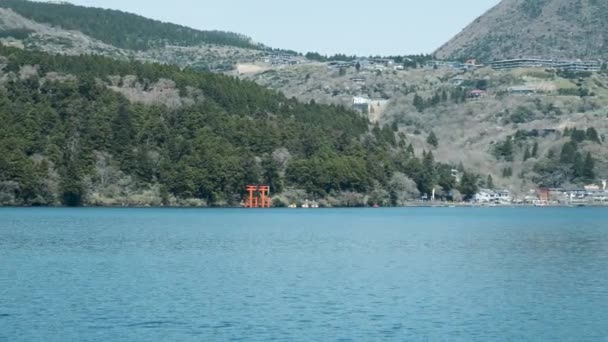 Heiwa Torii Blick Von Einem Schiff Lake Ashi Hakone Kanagawa — Stockvideo