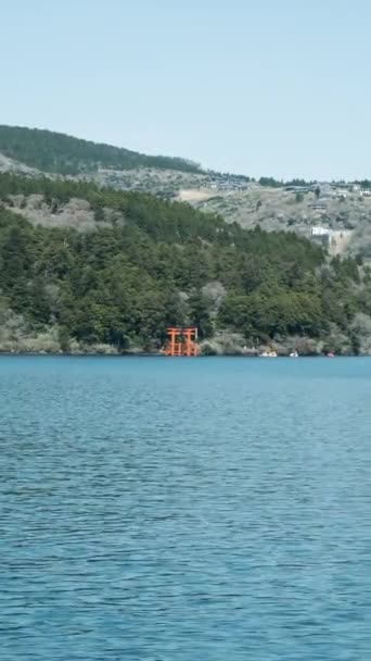 Heiwa Torii Från Ett Fartyg Lake Ashi Håkon Kanagawa Japan — Stockvideo