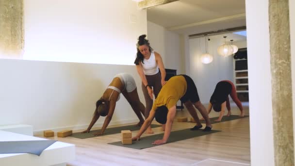 Instructeur Yoga Corrigeant Adho Mukha Svanasana Pose Yoga Pour Chien — Video