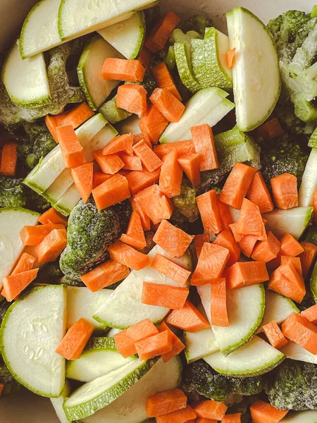 Carrot and zucchini salad in a frying pan